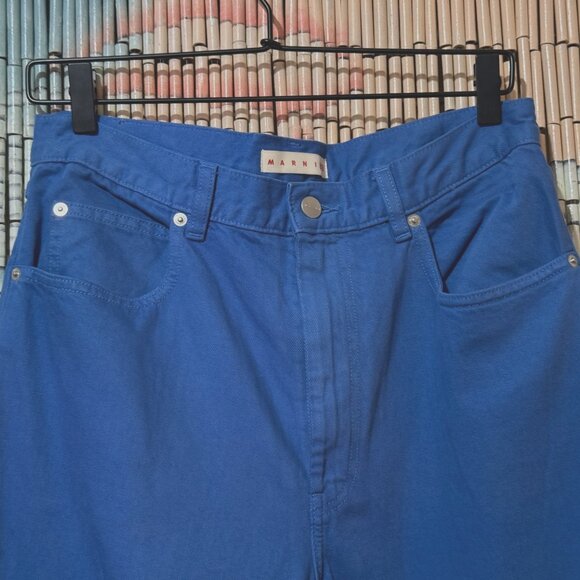 UNIQLO x MARNI 5-Pocket High Rise Baggy Denim Jeans, 100% Cotton, Cobalt Blue - Picture 5 of 15